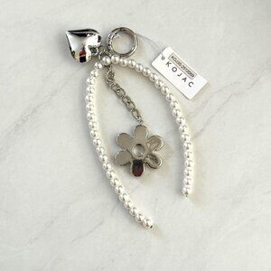 NWT Kojac Faux Pearl and Silver Pendant Bag Charm/Keyring